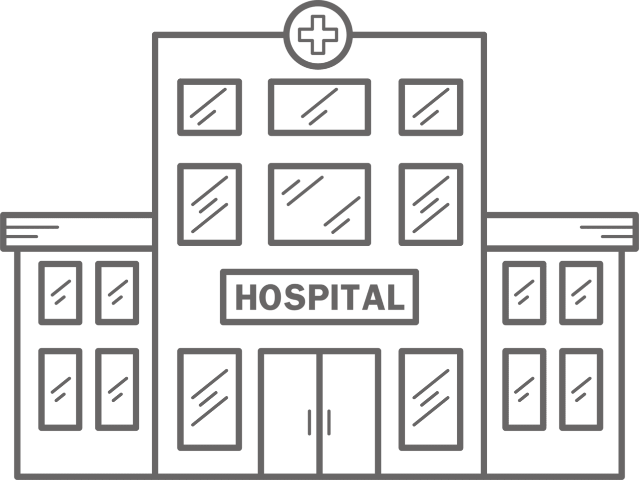 Hospital building line urban architecture element medical center clipart free