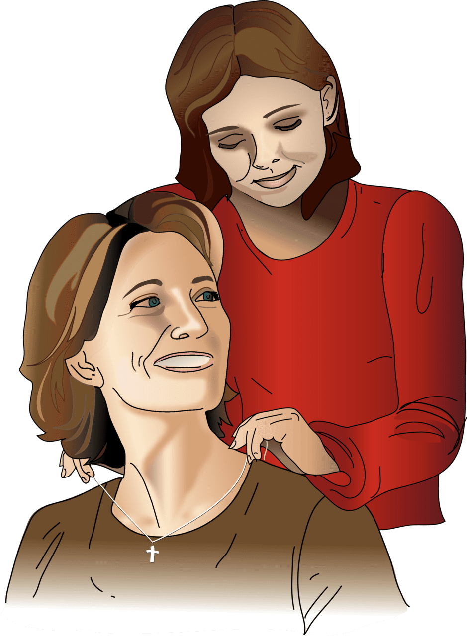 Daughter gives mom necklace mother and adult clipart full size image