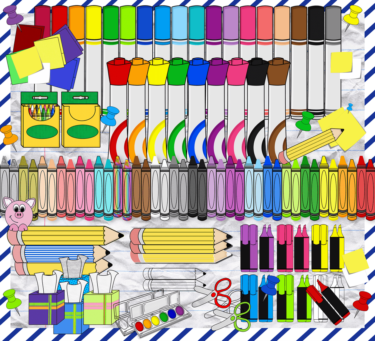 School supplies back supply list updated bundle with graphics clipart clip art