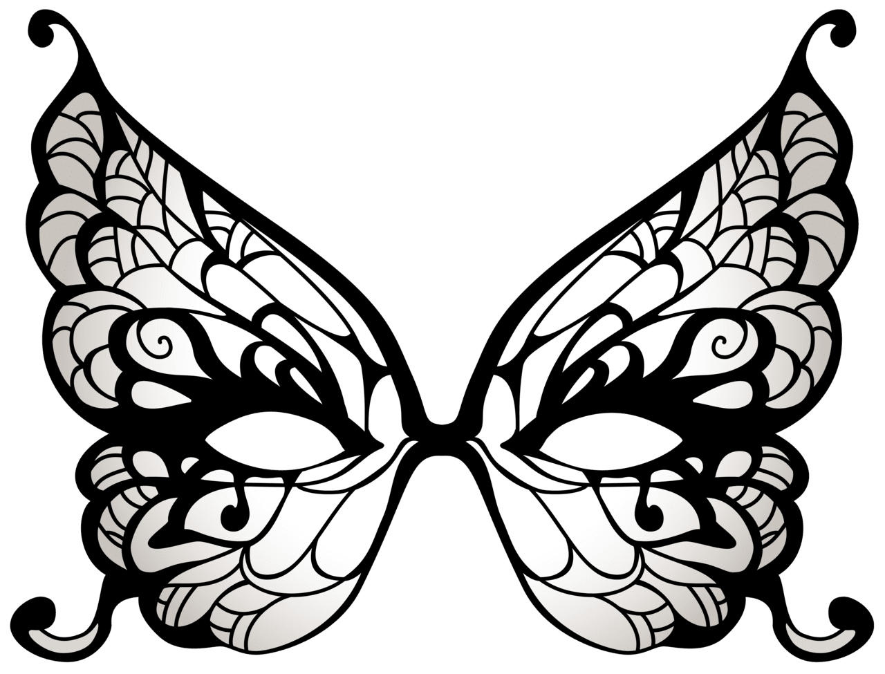 Butterfly black and white carnival mask clipart image