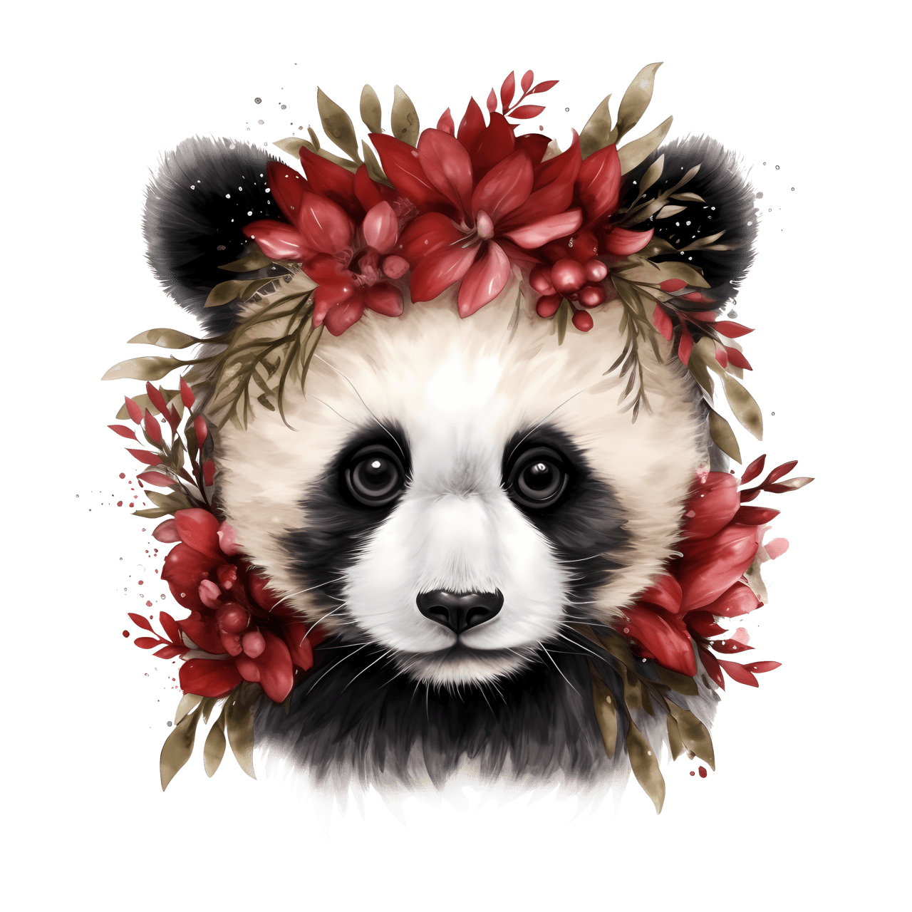 Botanical baby panda bear clipart free