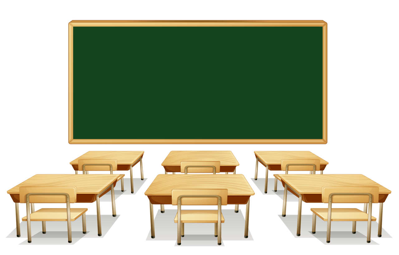 Chair classroom with green board and desks clipart image