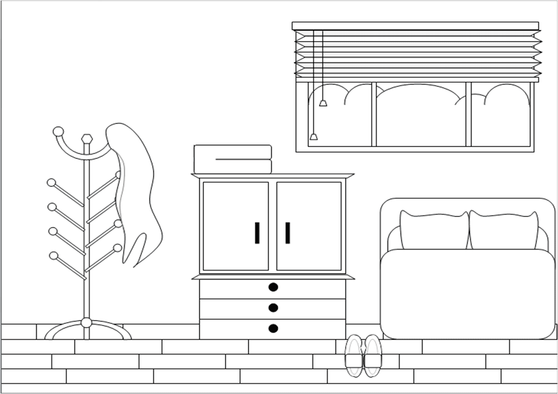 Bedroom bw images vector clipart line