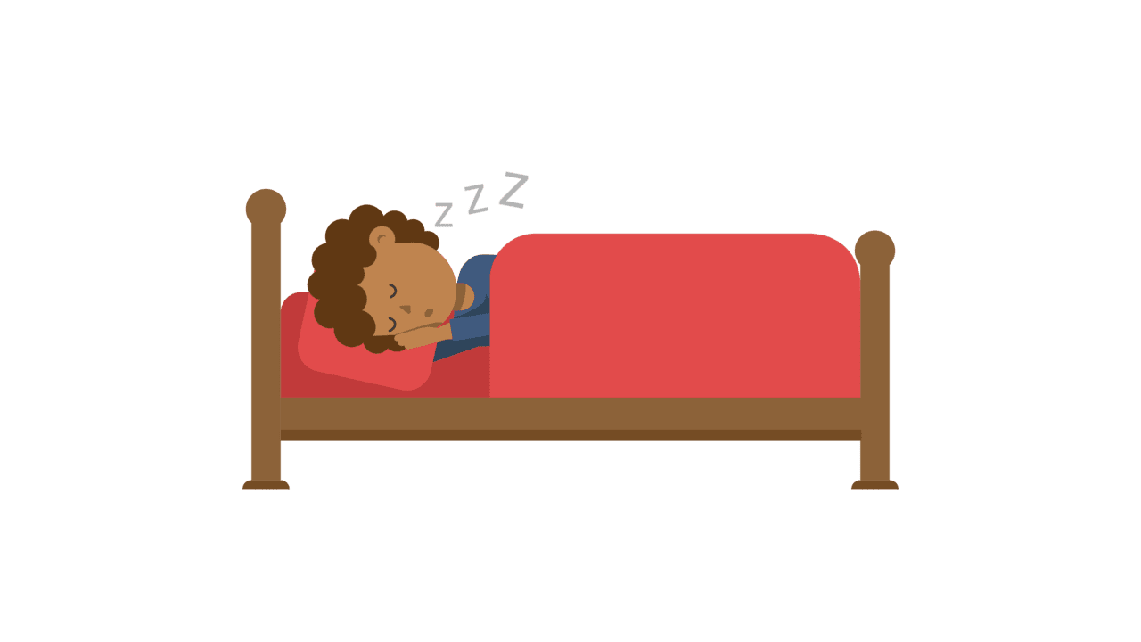 Black man sleeping in bed cartoon vector clipart