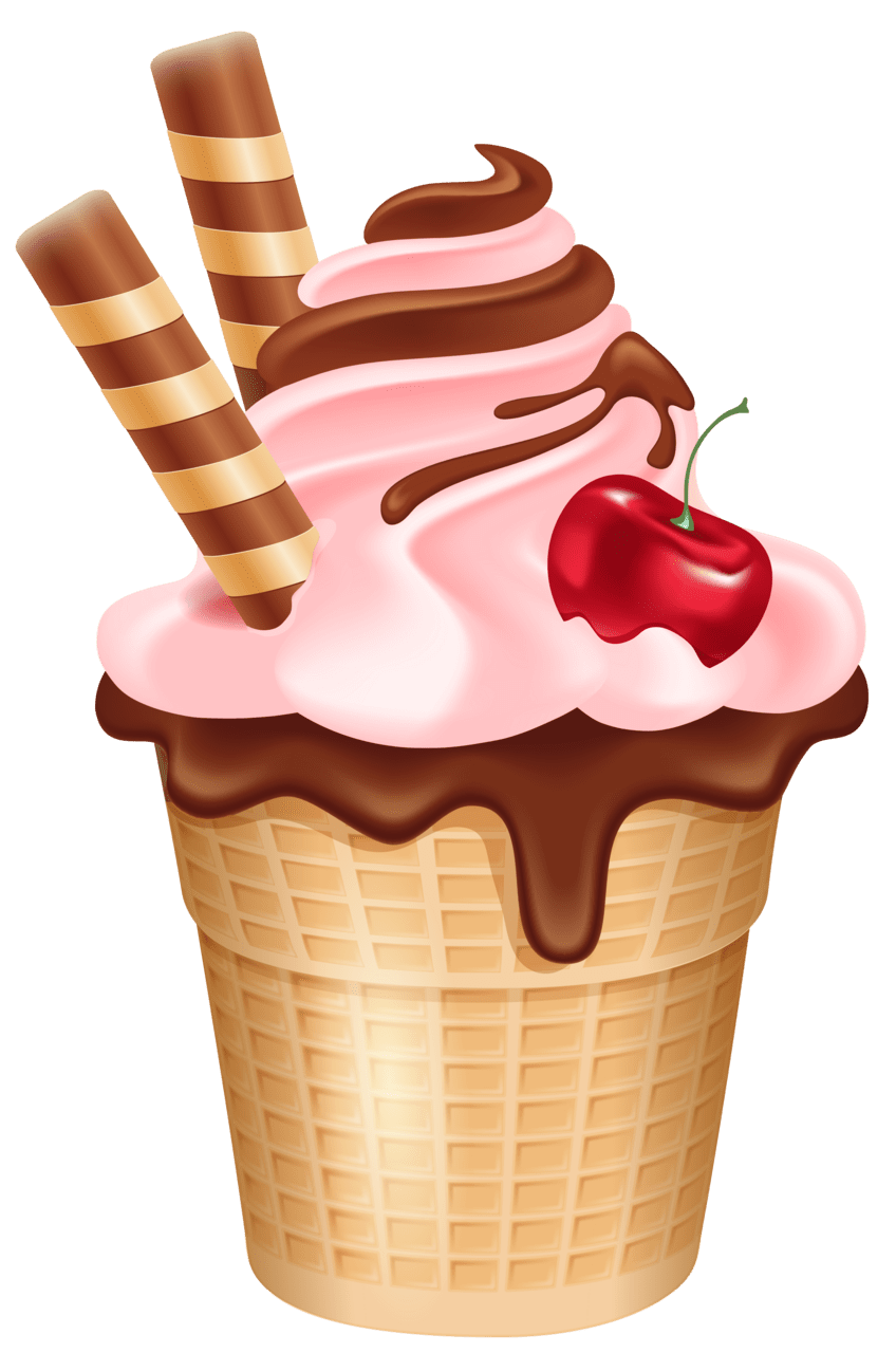 Cherry ice cream cup cornet picture clipart