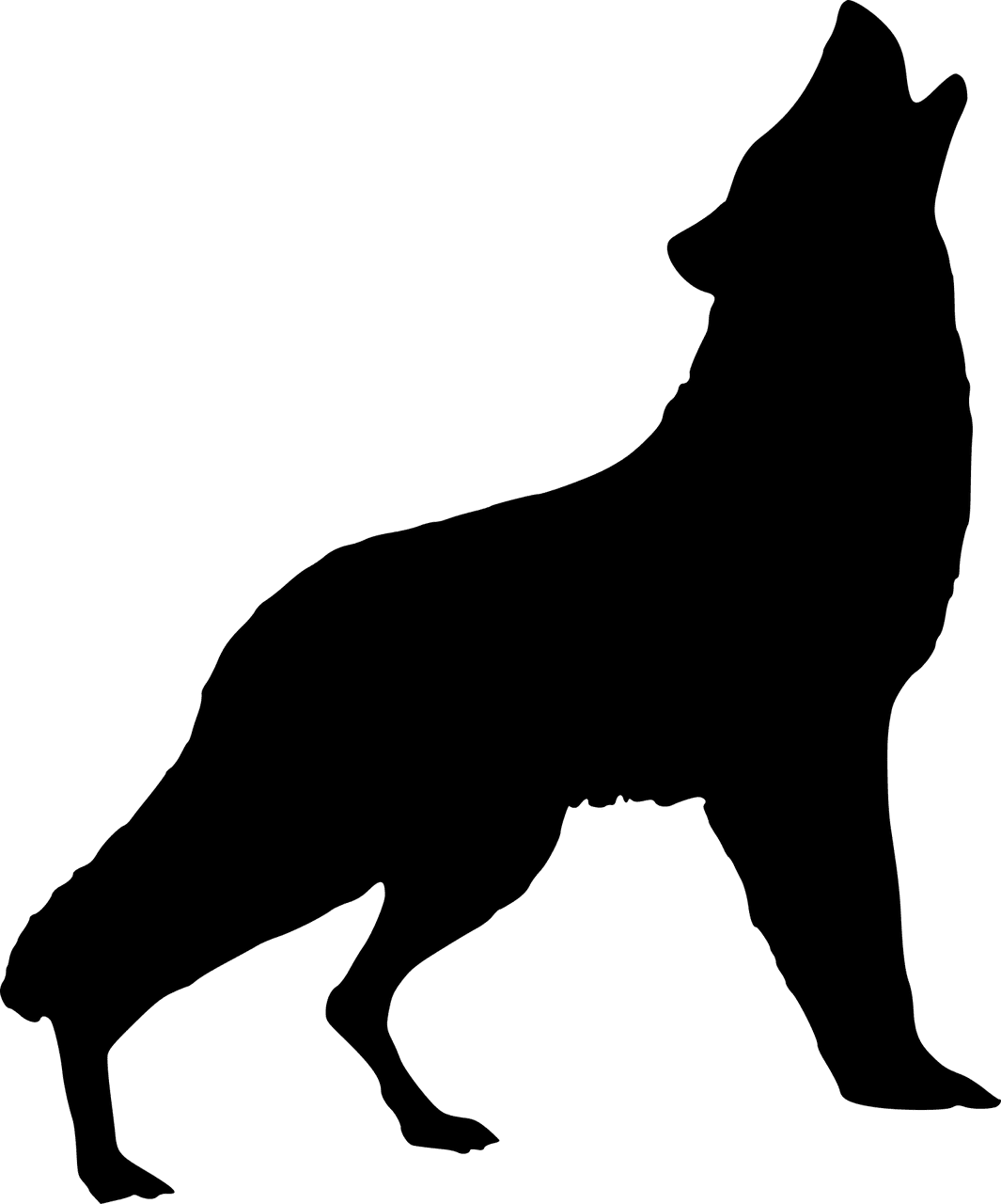 Silhouette wolf howling vector graphic clipart