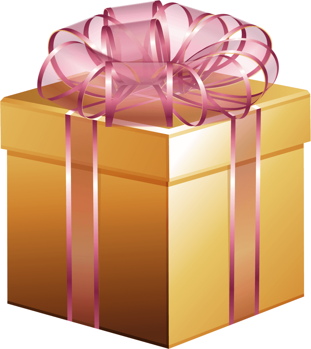 Christmas gift abstract large gold box pink bow clipart image
