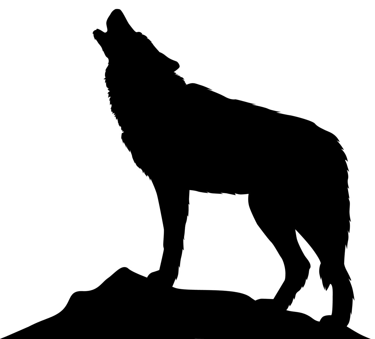 Howling wolf silhouette clipart image