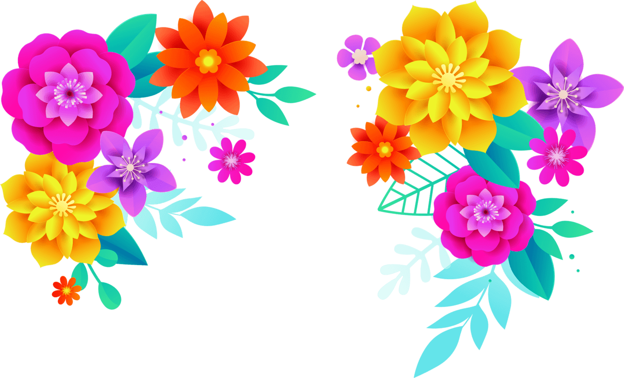 Spring flowers colorful flower paper clipart logo