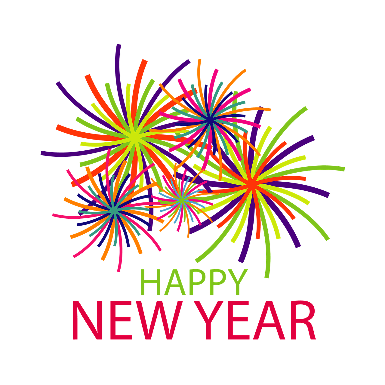 Happy new year fireworks celebration image clipart