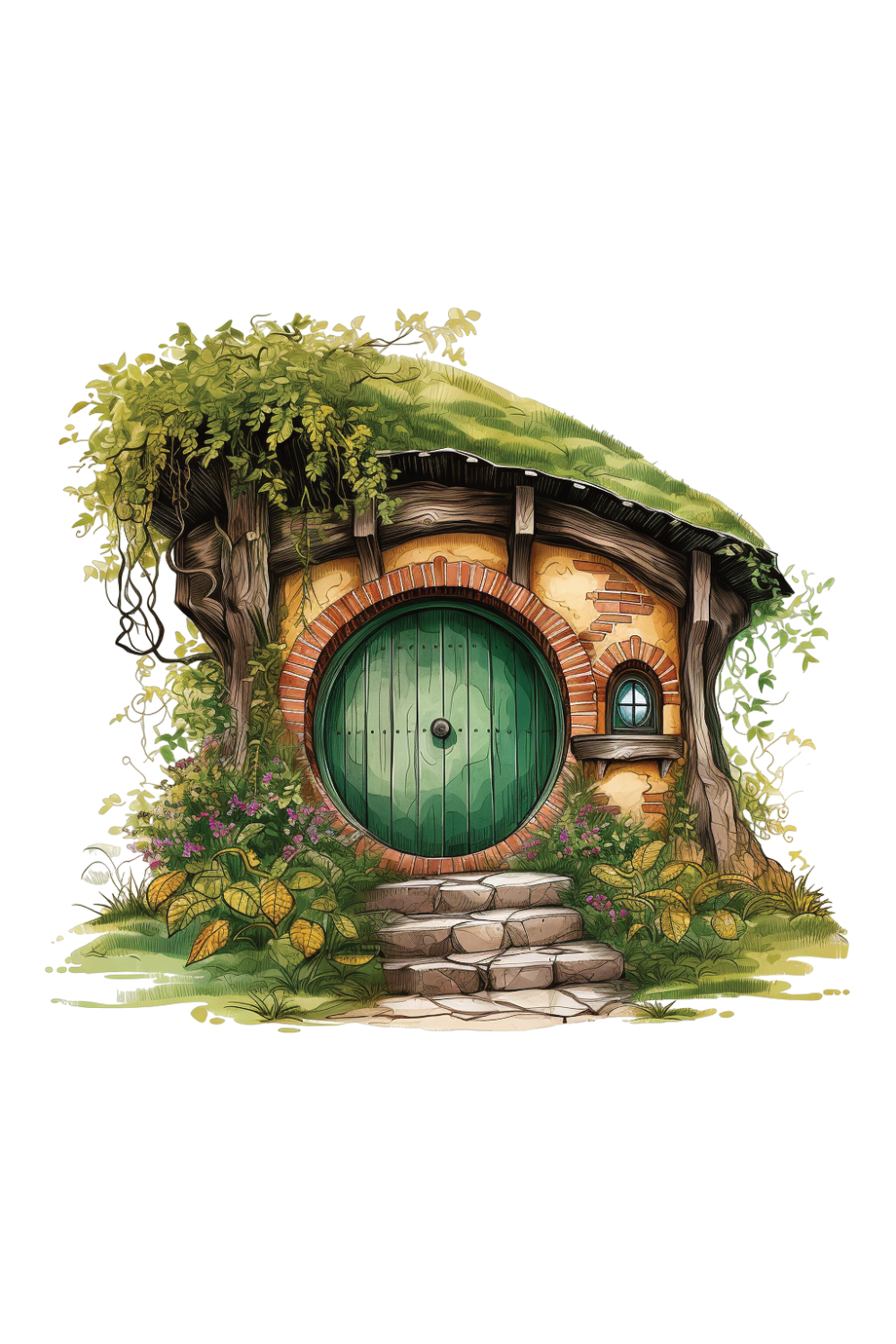 Hobbit door fantasy way whimsical entrance shire inspired magical portal clipart image