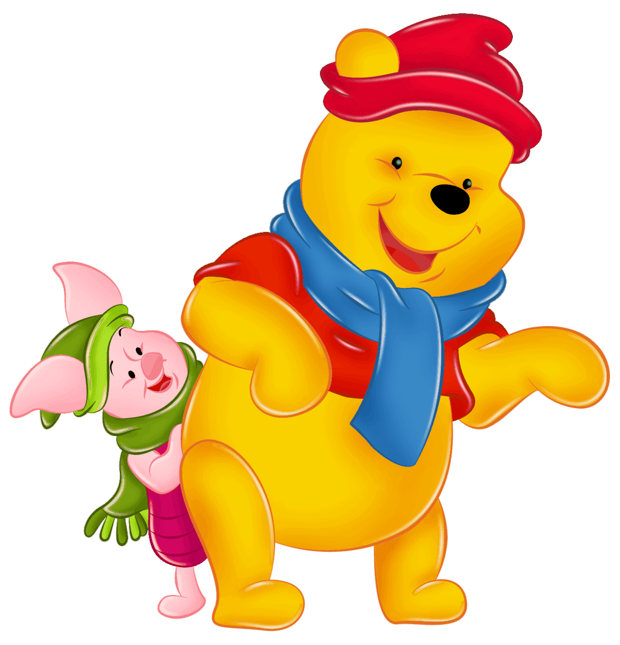 Winnie the pooh and piglet with winter hats clipart clip art