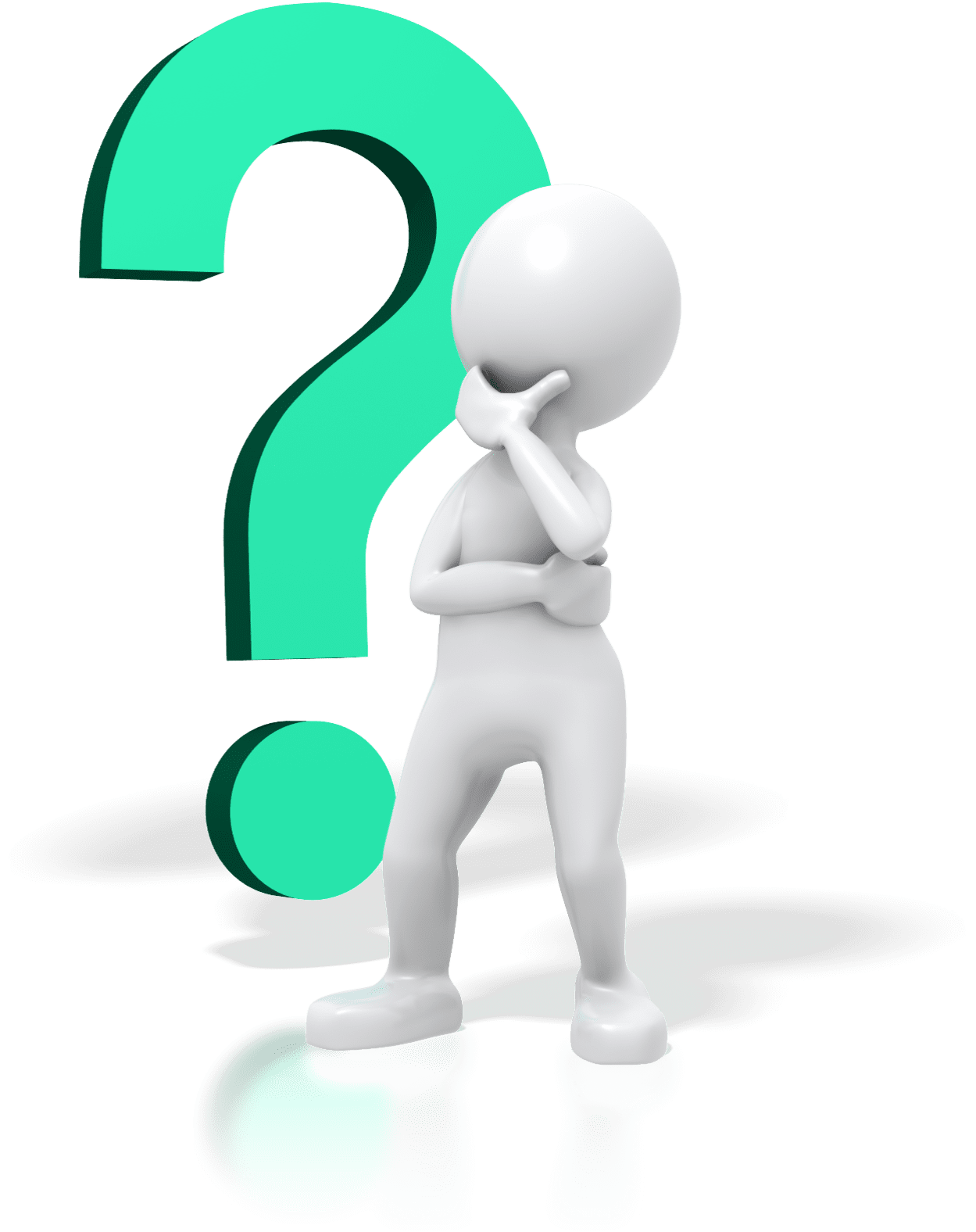 Person thinking with question mark clipart image no background