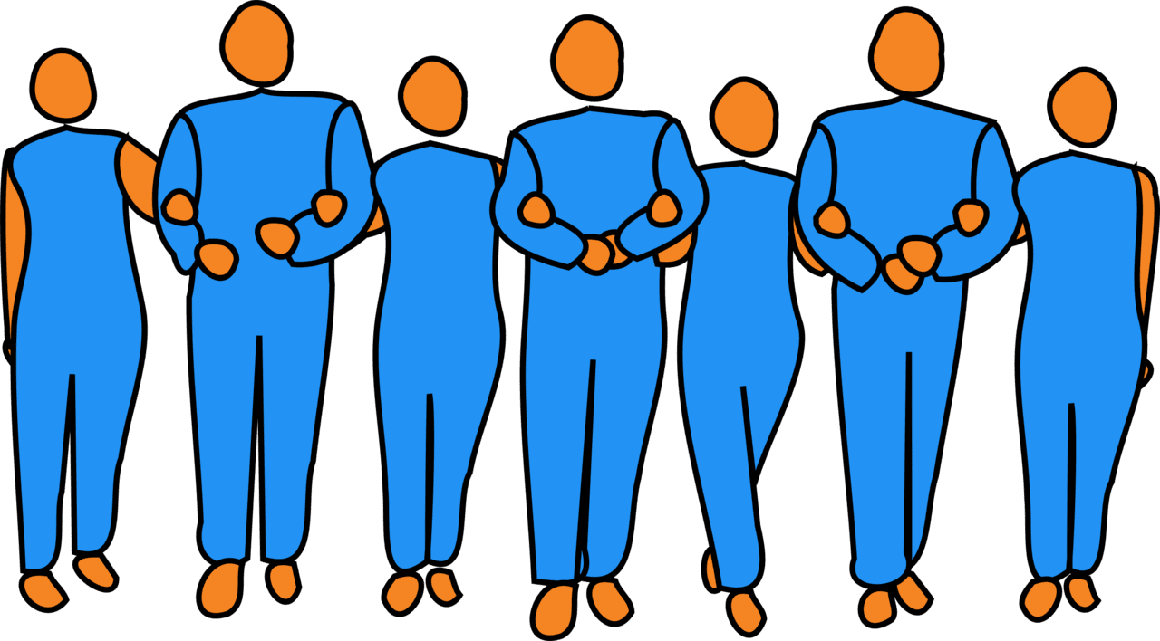 Clipart teamwork cartoon people linking arms image with no background