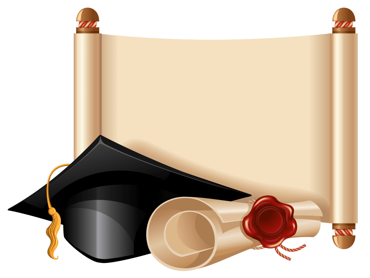 Graduation hat diploma and cap clipart picture