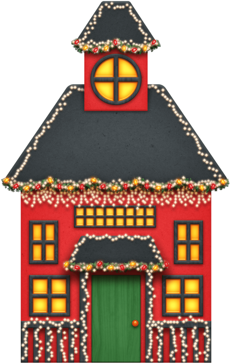 Gingerbread house christmas lights clipart image