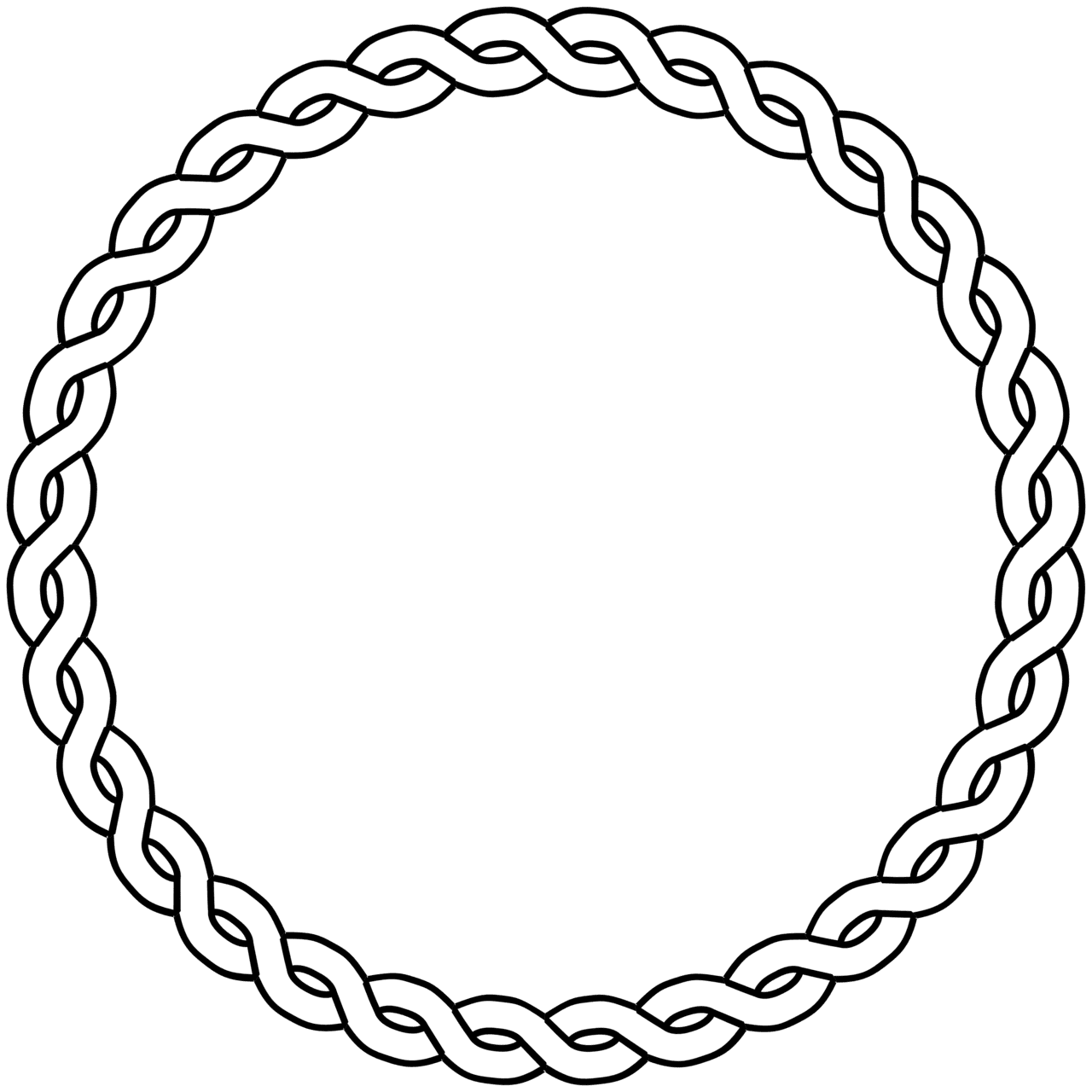 Rope border circle black white line art coloring clipart best free