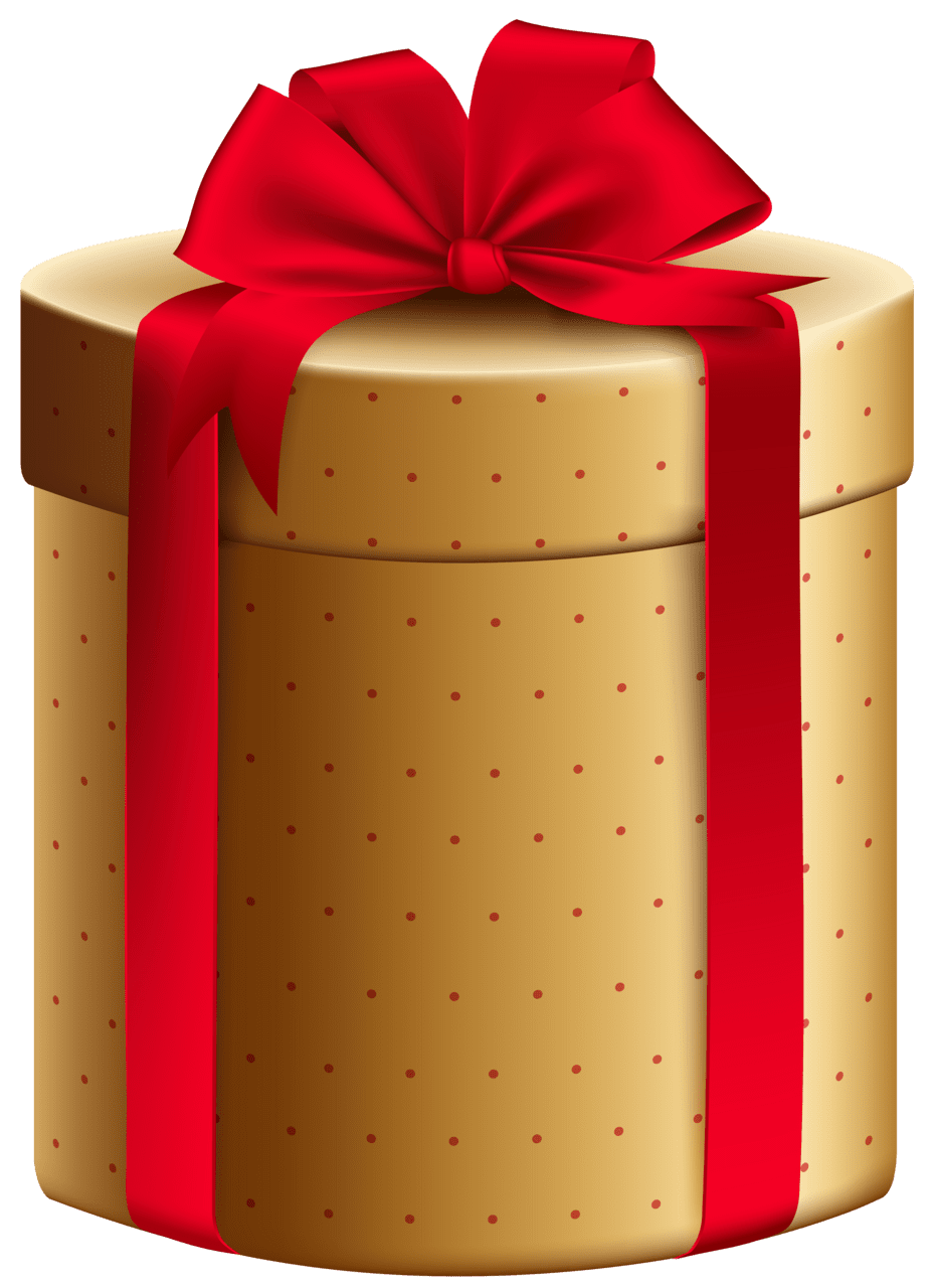 Christmas present gold red box clipart image