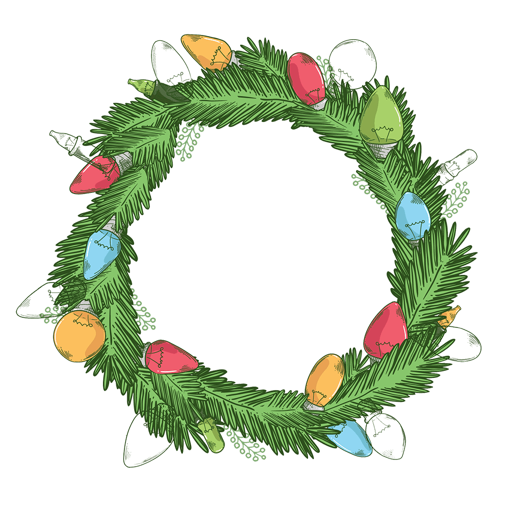 Christmas wreath cute lights clipart for your holiday decorations image