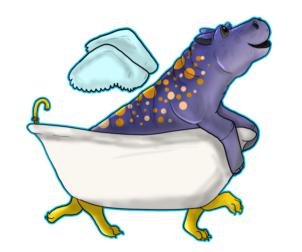 Purple spotted hippo riding in bathtub by spiritinspace deviantart clipart background