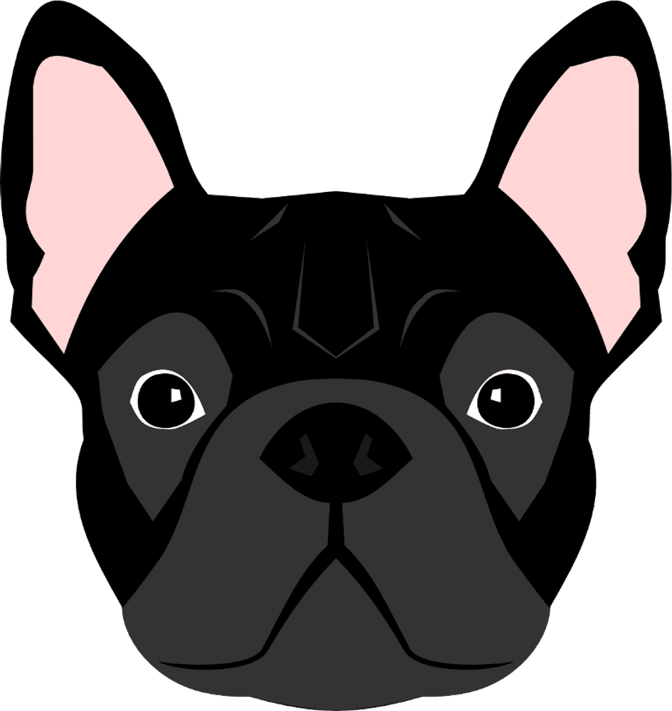 Black french bulldog art print clipart background