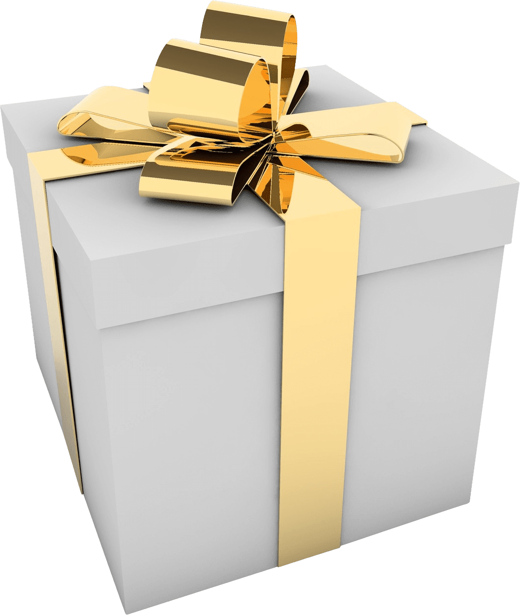 Present white box golden ribbon rendering clipart vector