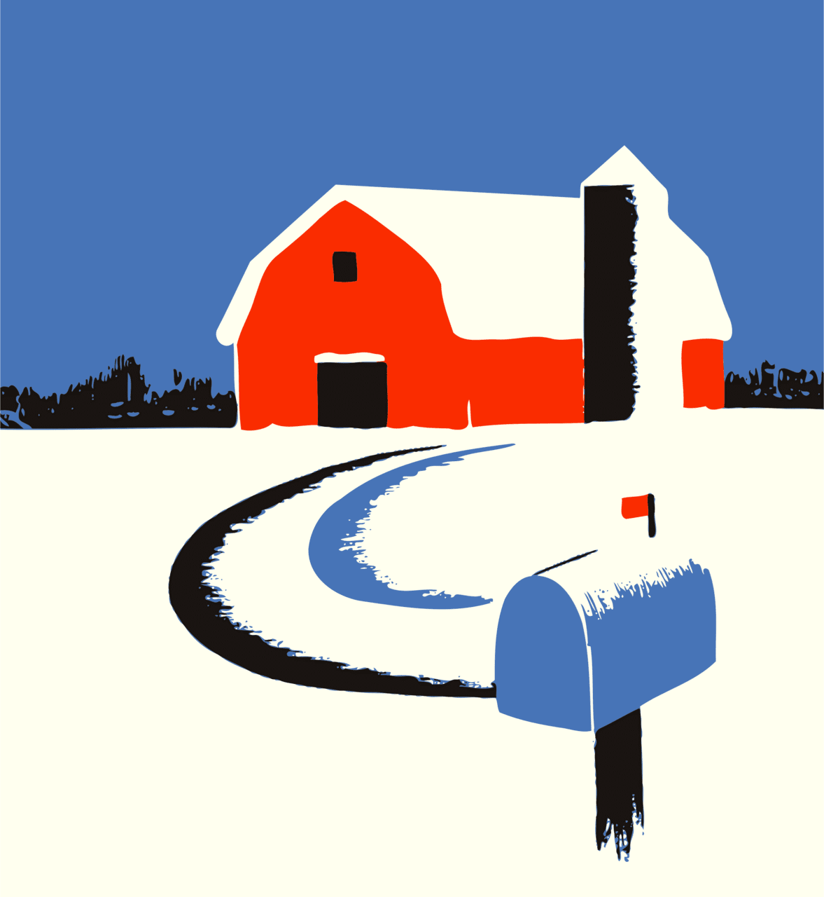 Barn and mailbox in the snow vector clipart image photo cc images