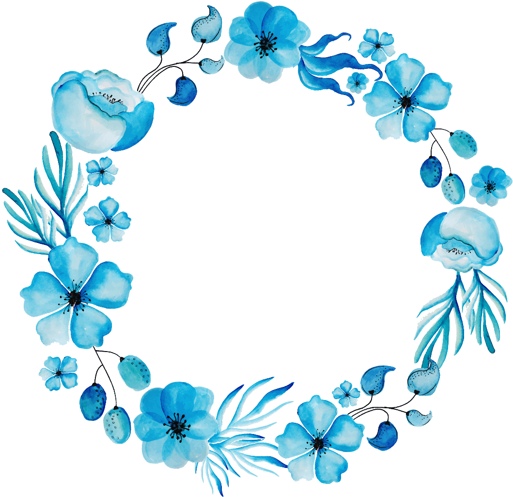 Circle hd blue watercolor flower wreath image nic clipart