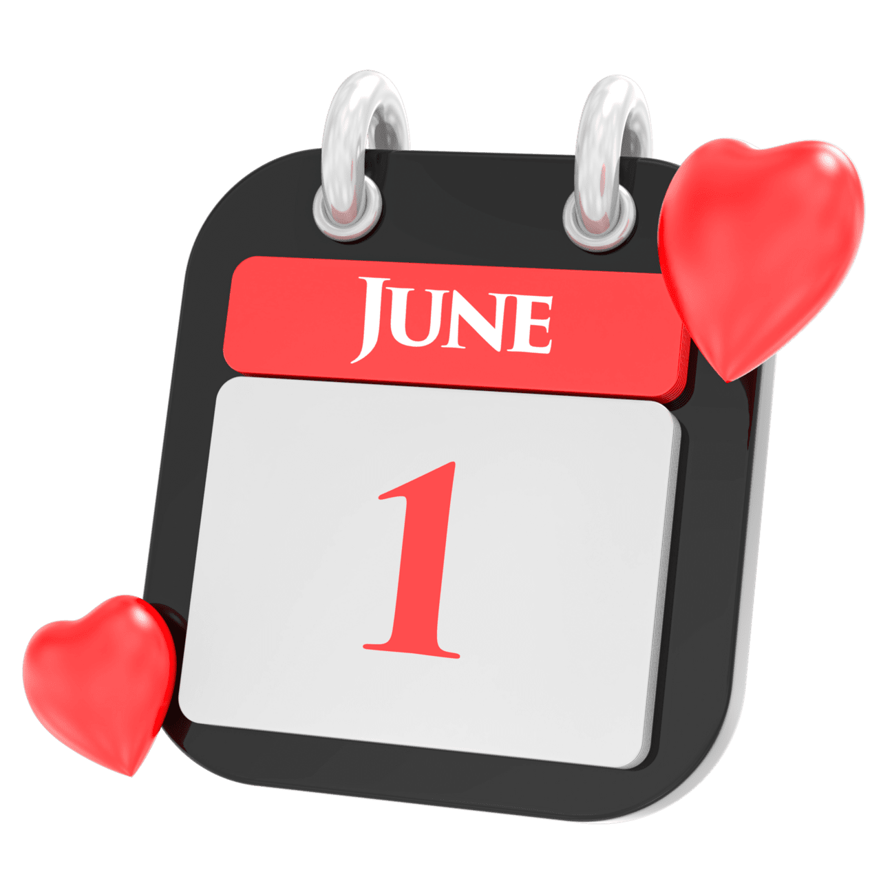 June with heart month day clipart transparent