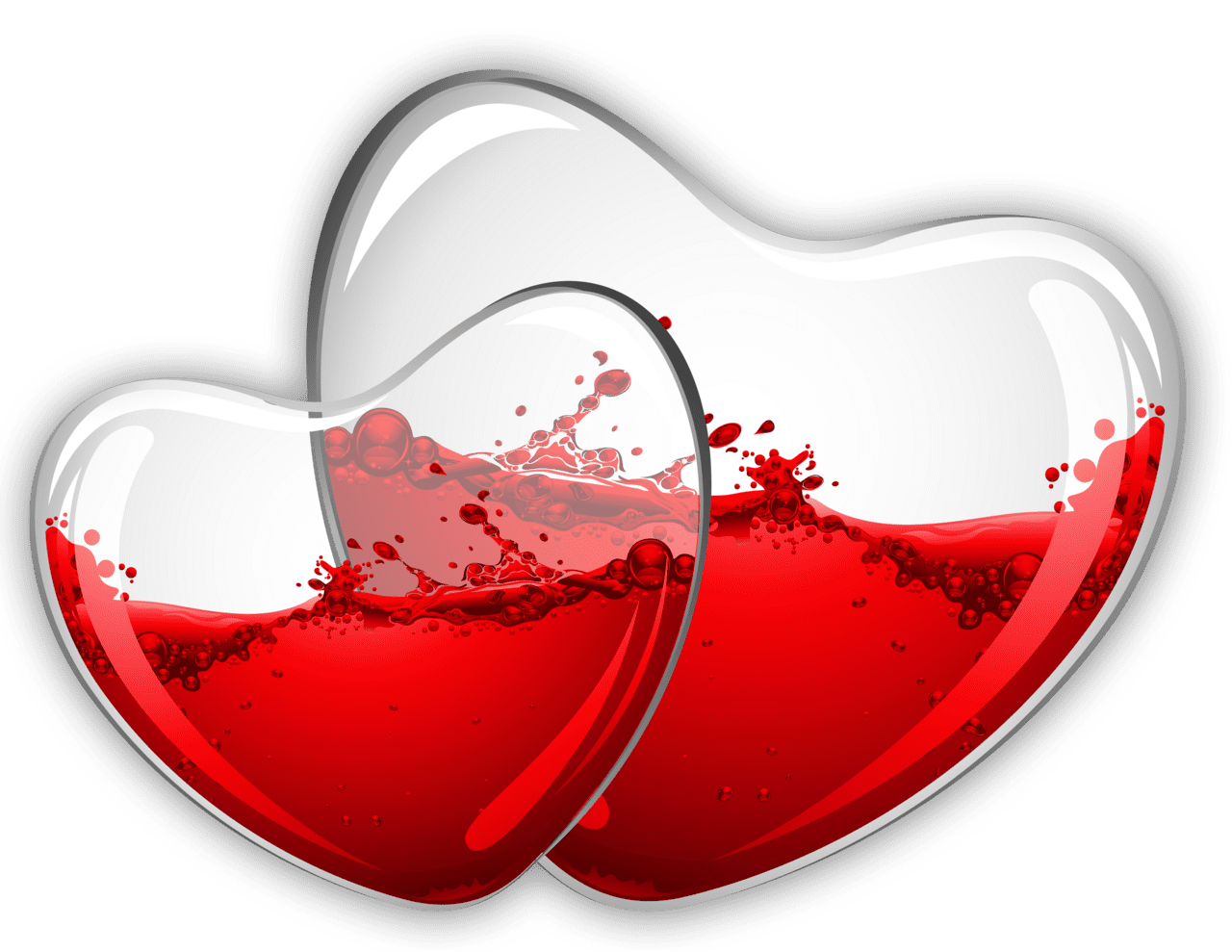 Love glass hearts with red wine clipart picture