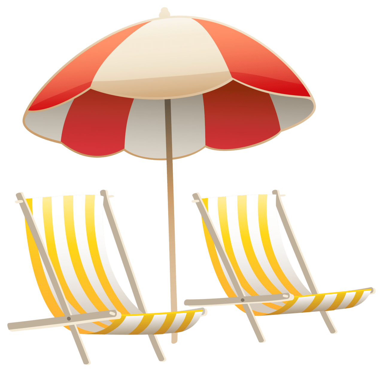 Beach umbrella and chair clipart image 2