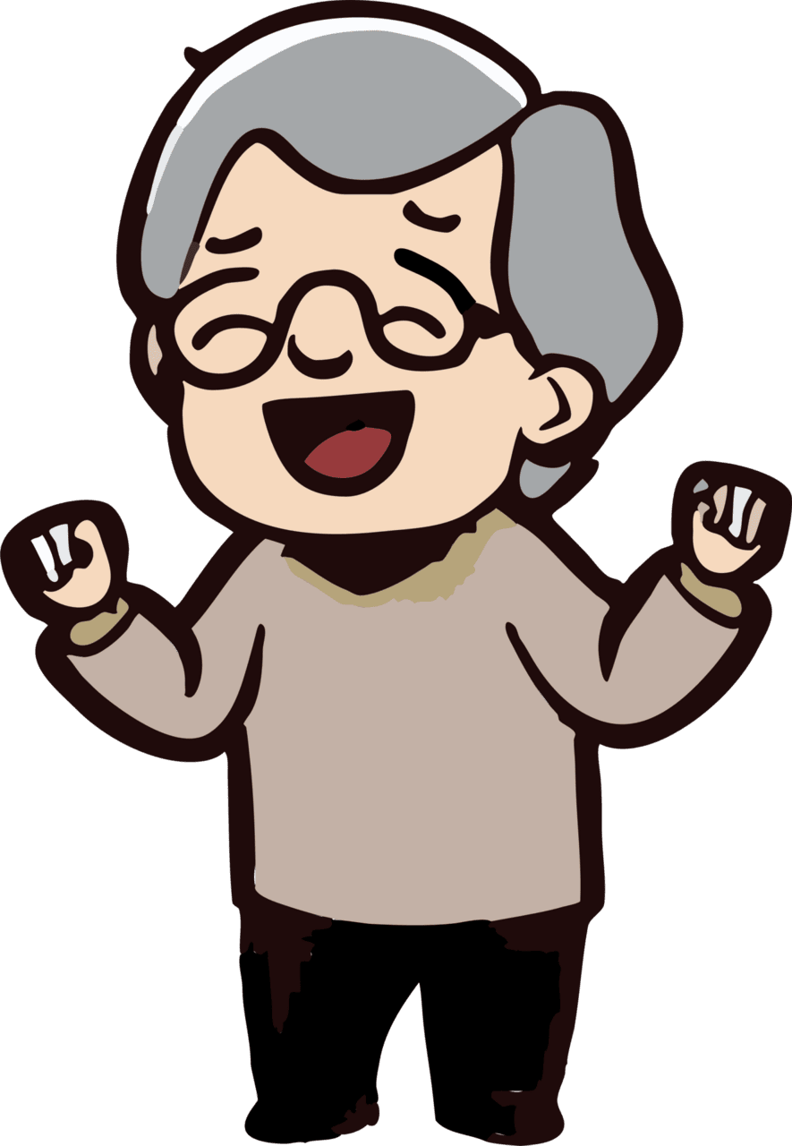 Old person feeling happy graphic clipart design image