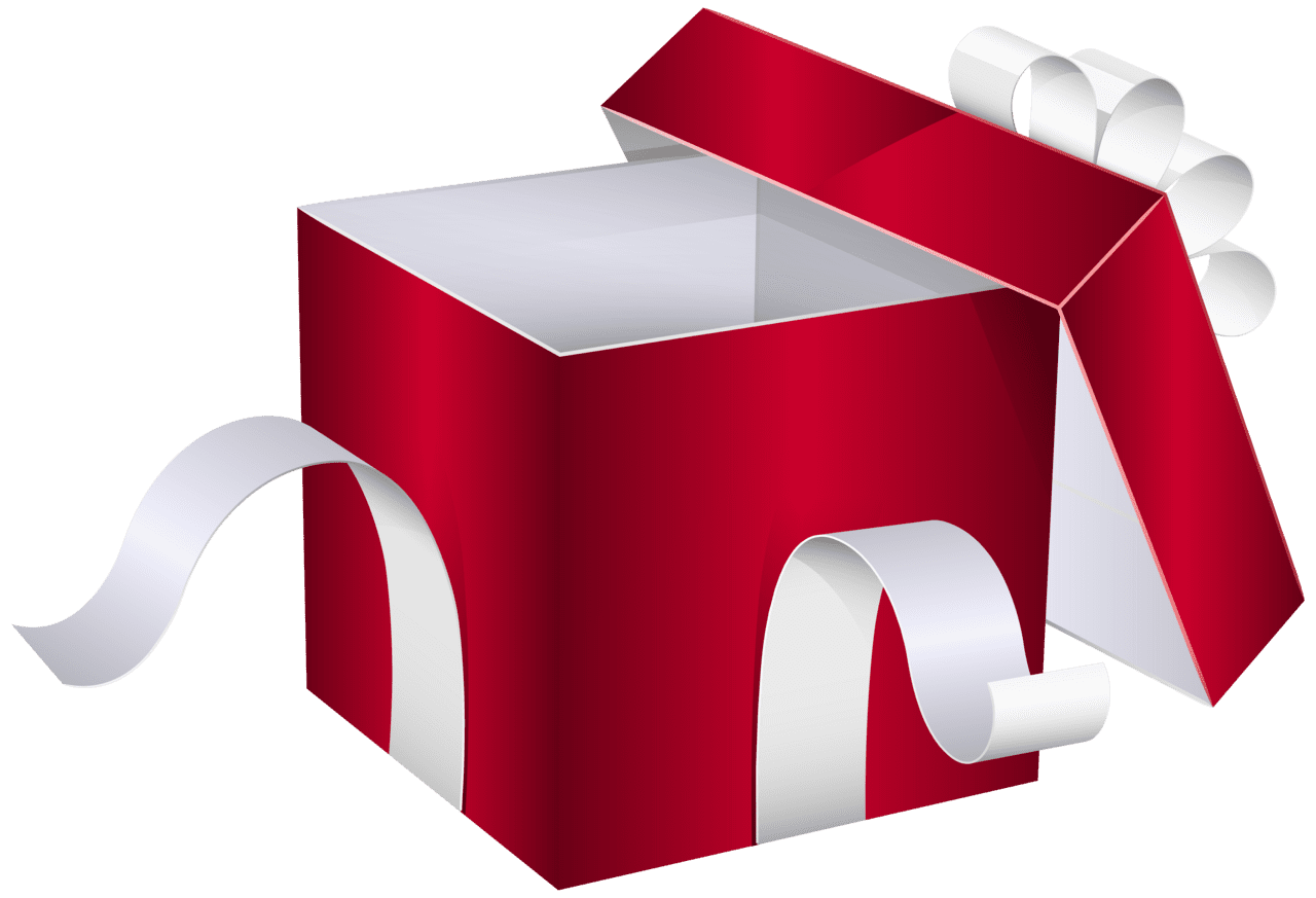 Christmas present open red box clipart image