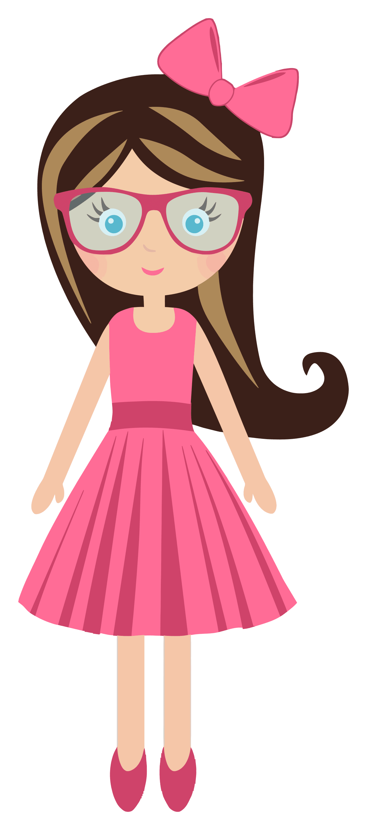 Vectors cartoon girl with glasses clipart vector logo symbol