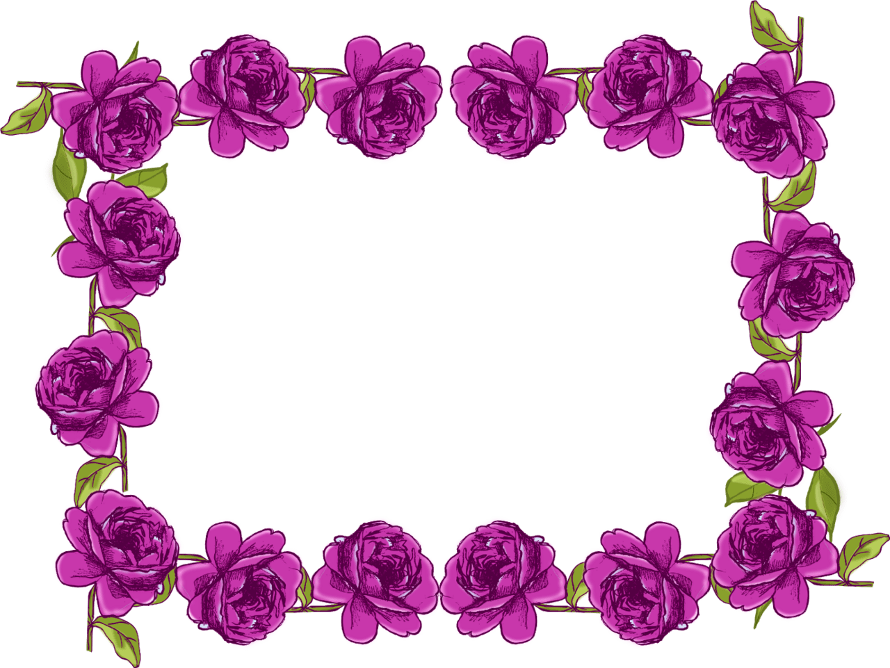 Flower border digital purple rose frame and in vintage design rosenranke bie clipart image