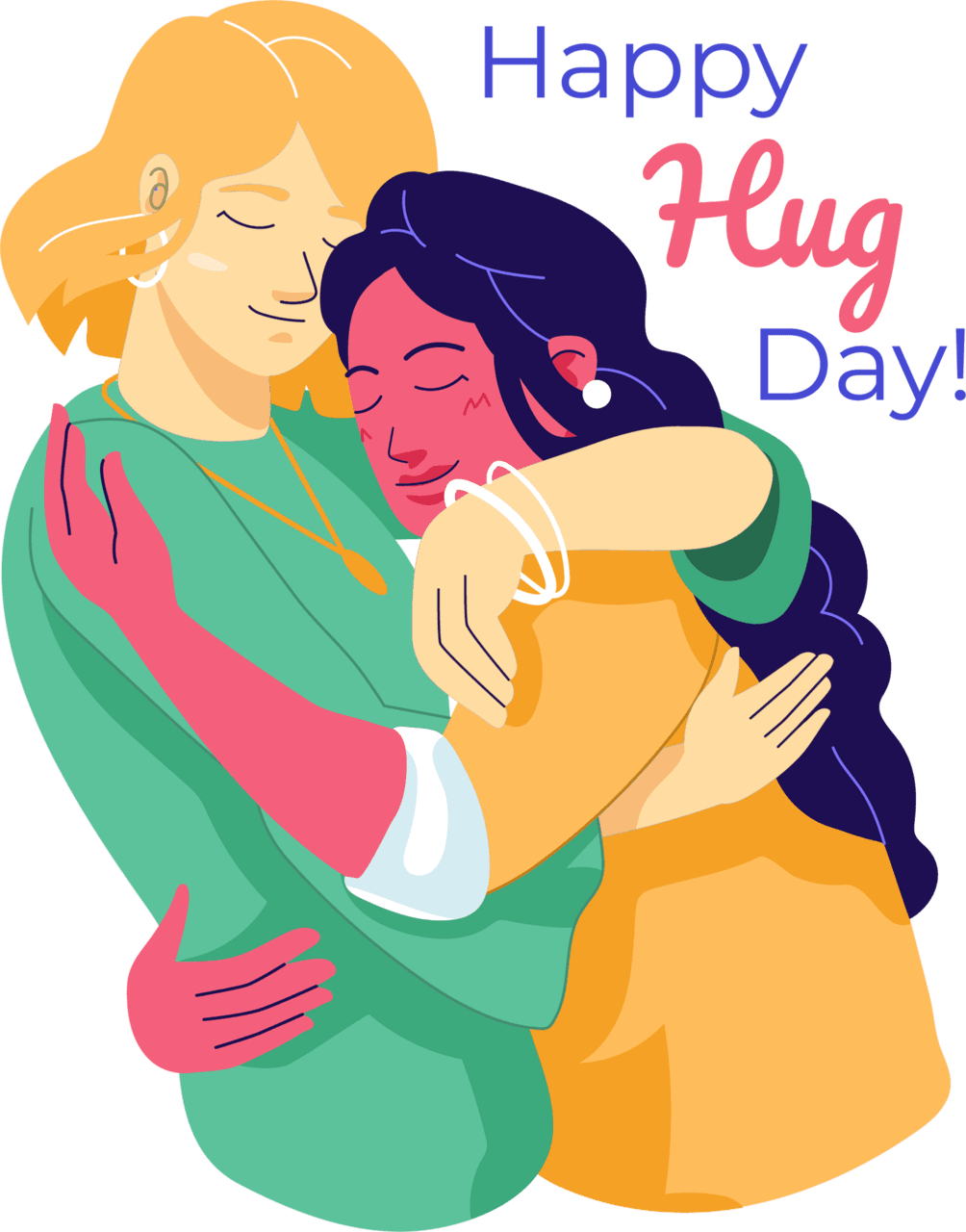 Mom happy hug day friends hugg concept vector clipart