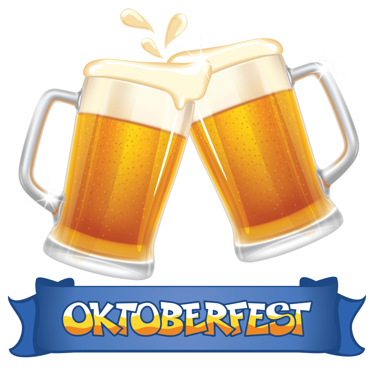 Oktoberfest blue banner and beer clipart image