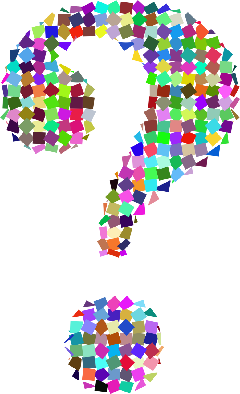 Clipart prismatic confetti question mark colorful image with no background