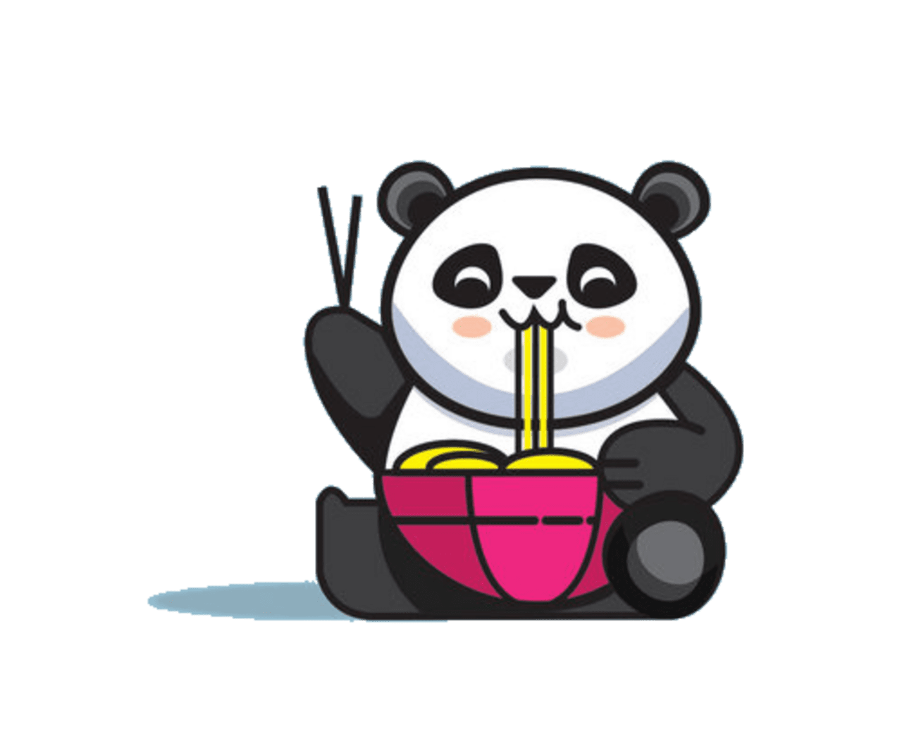 Cute panda eating ramen clipart transparent