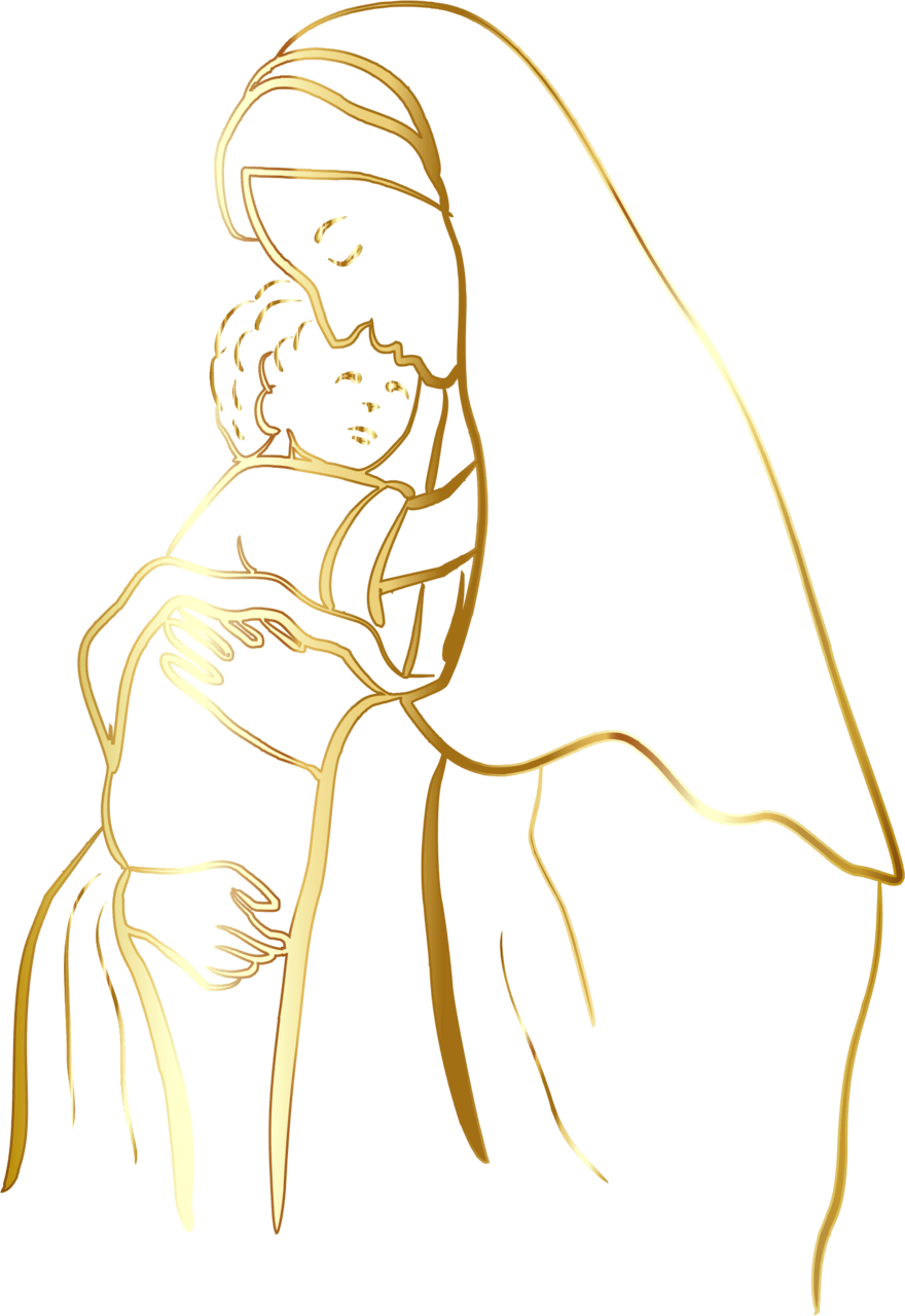 Mothering sunday gold virgin mary and baby jesus no background clipart