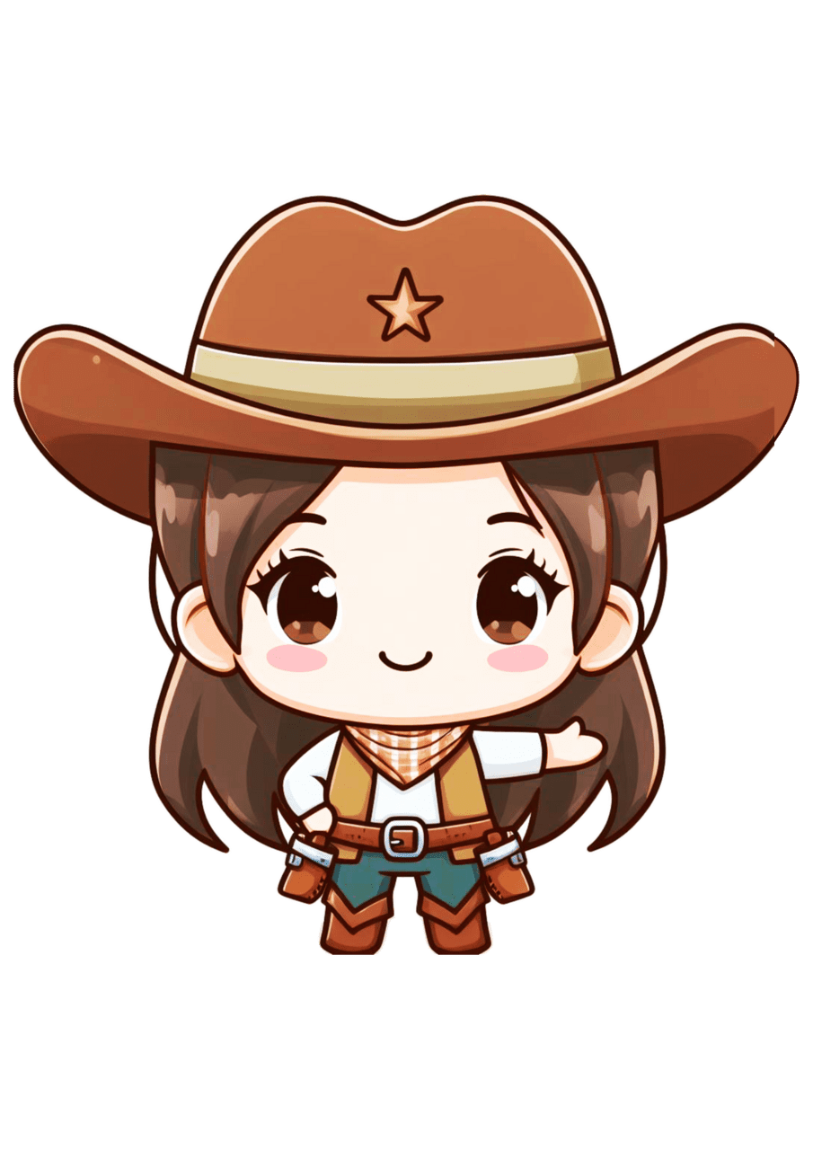 Cowgirl hat menina cowboy desenho fofinho clipart image