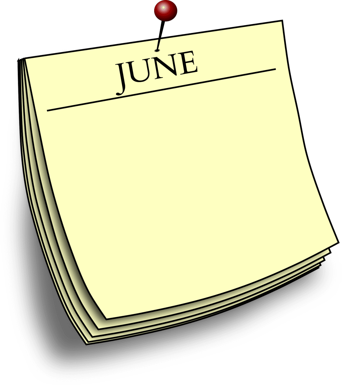 June pinned note clipart clip art