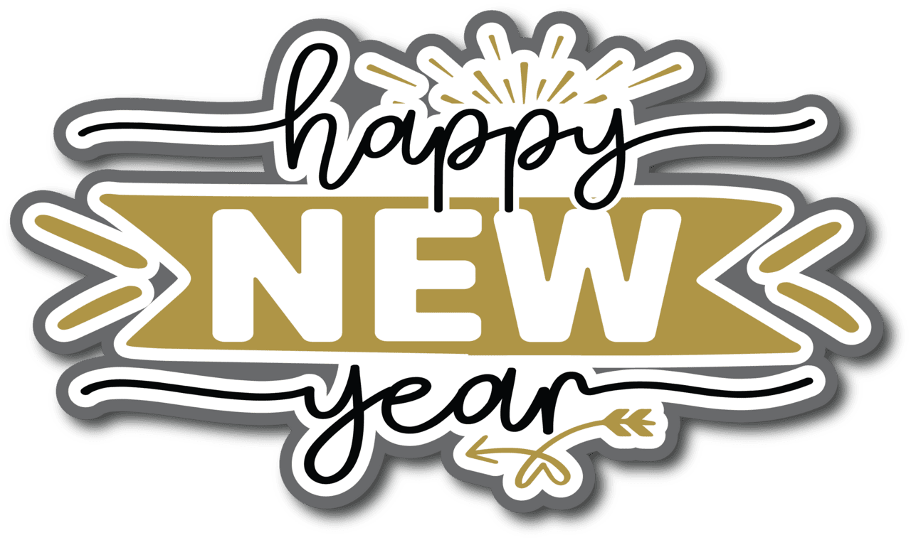 Happy new year scrapbook page title sticker clipart transparent