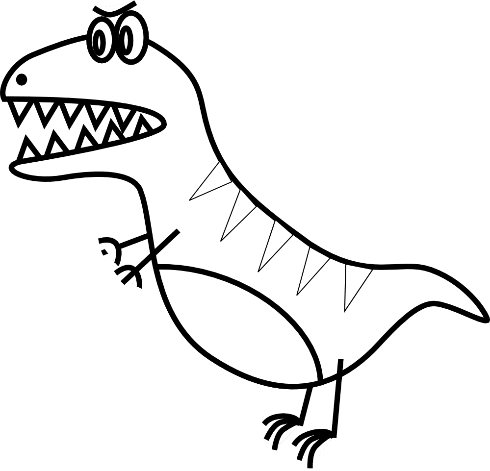 Jazzy nico dino simple rex black white line art coloring book clipart best clip art