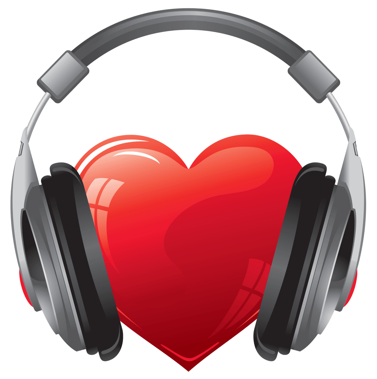 Heart with headphones clipart image