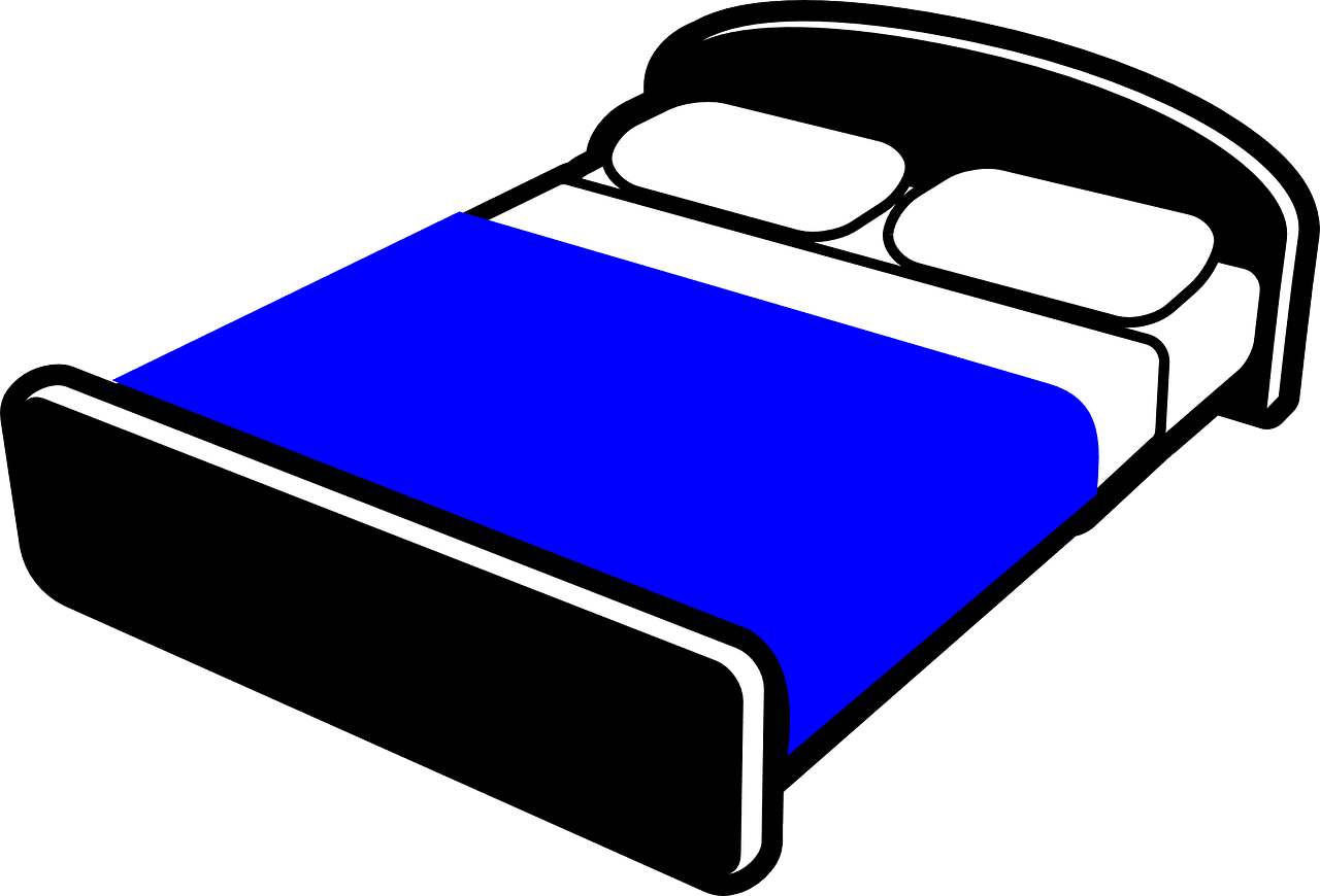 Bed bedroom black blue furniture image from clipart