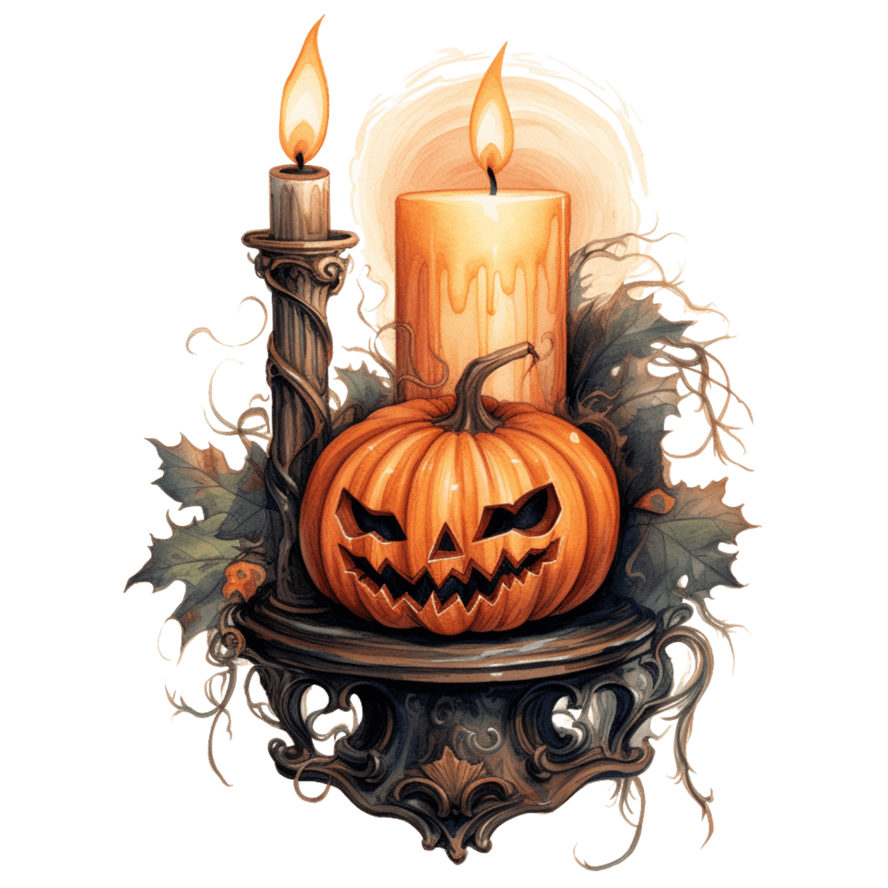 Candle watercolor vintage halloween clip mega bundle happy clipart clip art