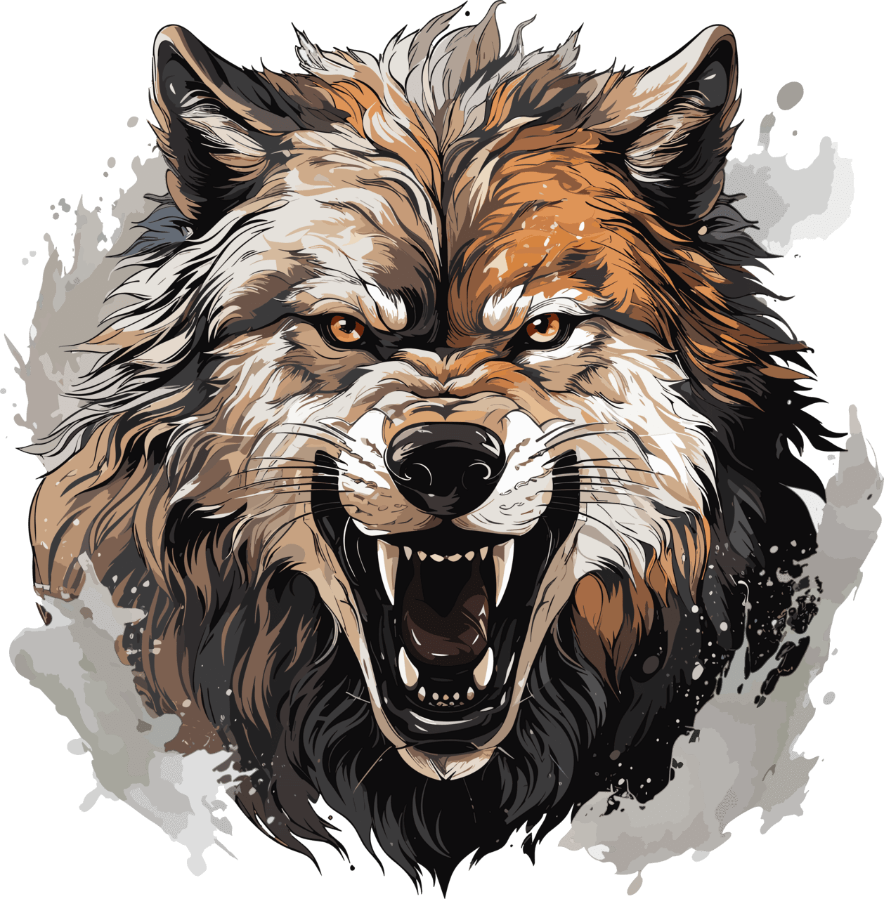 Snarling wolf clipart picture