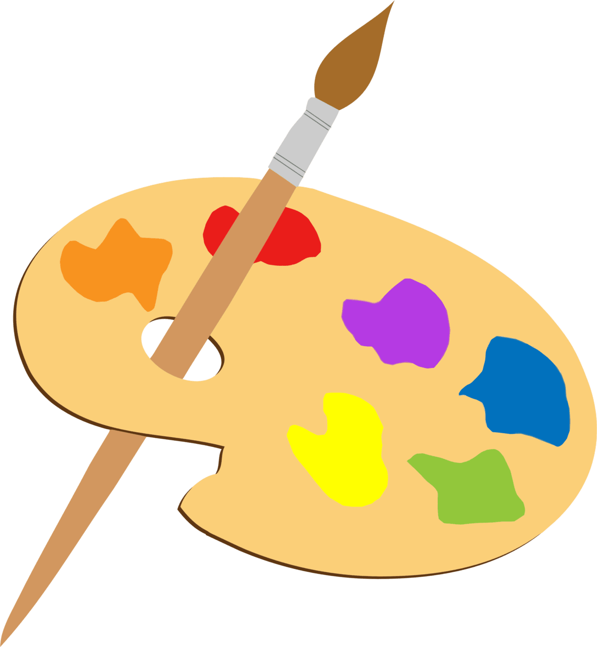 Paintbrush artists palette and brush clipart vector