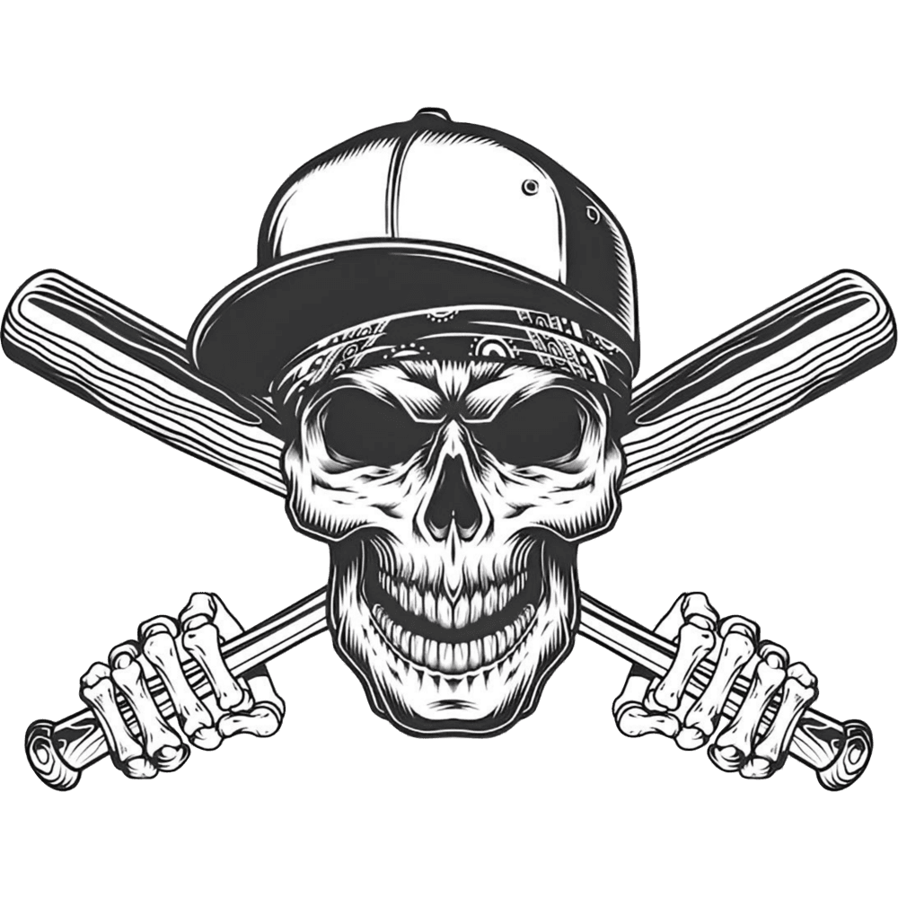 Baseball bat calavera clipart transparent